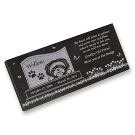 Granite Shih Tzu Memorial Stone,Dog Headstone,6 x 12 3/8 Inches, in Loving Memory, Indoor Or Outdoor Dog Marker - Grave Tombstone Loss of Pet Gift Stone New Black 6x12 Willow