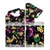 Mens Mardi Gras Shirt Button Down Collar Tops Mask Fleur