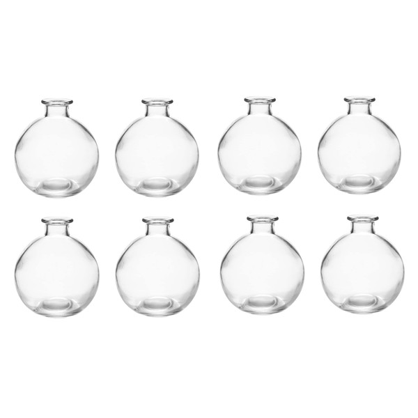 Hosley Set of 8 Clear Glass Dip Bottle Vases/Diffuser Bottles,