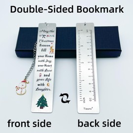 Christmas Bookmark Gift Metal Bookmark Gift with Snowman Pendant Book Mark with Gift Box for Women Men Friends Teens Boys Girls Book Lovers