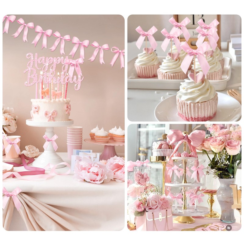 Kriyokiaa pink bow coquette birthday decorations