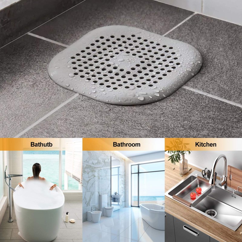 Hair Drain Catcher,Square Drain Cover for Shower Silicone Hair Stopper