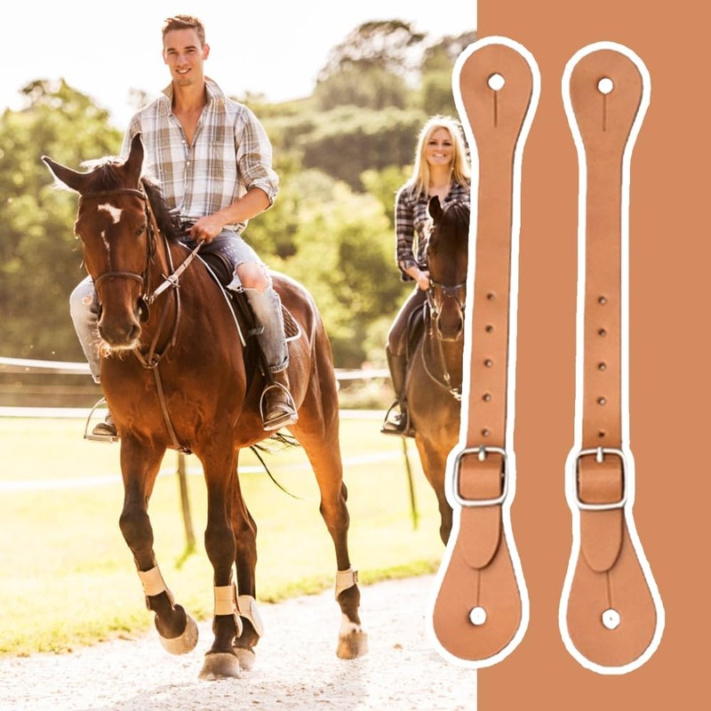 MiOYOOW Pack of 2 Leather Spur Straps, Adjustable Retro Western