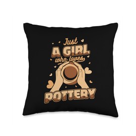 Professional Pottery Aprons Love Kit Tools Gifts Girl Who Loves Wheel Hobby Pro Lover Pottery Throw Pillow, 16x16, Multicolor
