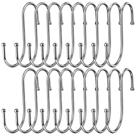 Firschoie Pack of 18 S Hooks, Stainless Steel S Hooks, Heavy Duty Metal Hooks, Double Hooks for Hanging Cups, Clothes, Pots and Bowls, Suitable for Kitchen, Living Room, Bathroom, Garden, Wardrobe
