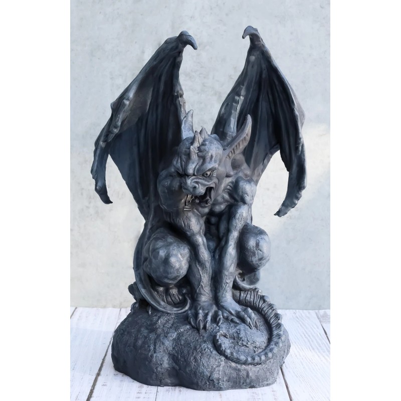 Warden Large Cathedral Guardian Crouching Winged Gargoyle Statue 12.5"H Fantasy