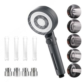 MIGABER Shower Head, Water Saving, Micro Nano Bubble, 80% Water Saving, 0.0001 inch (0.03 mm), Ultra Fine Water Output, 5 Different Modes, Chlorine Removal, Ultra Fine Water Flow, Skin Cure, Beautiful
