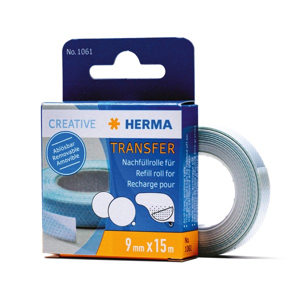 HERMA 1061 Kleberoller Nachfüllkassette doppelseitig ablösbar, 15 m, selbstklebende Klebeband