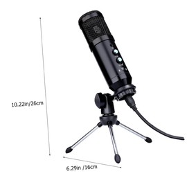 SUPVOX 1set Professional USB Condenser Microphone Tripod Stand and Gain Control for Gaming Streaming and Podcasts Design and Excellent Noise Reduction