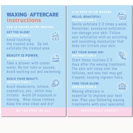 Havongki - 100 Pack - 2 x 3.5" Premium Waxing Aftercare Instructions Cards PMU Care Supplies for Professional Esthetician - WA06A100_N
