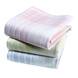 Pack of 3 Ladies Premium 100% Combed Cotton Handkerchiefs 35cm x 35cm Model P02, assorted colours