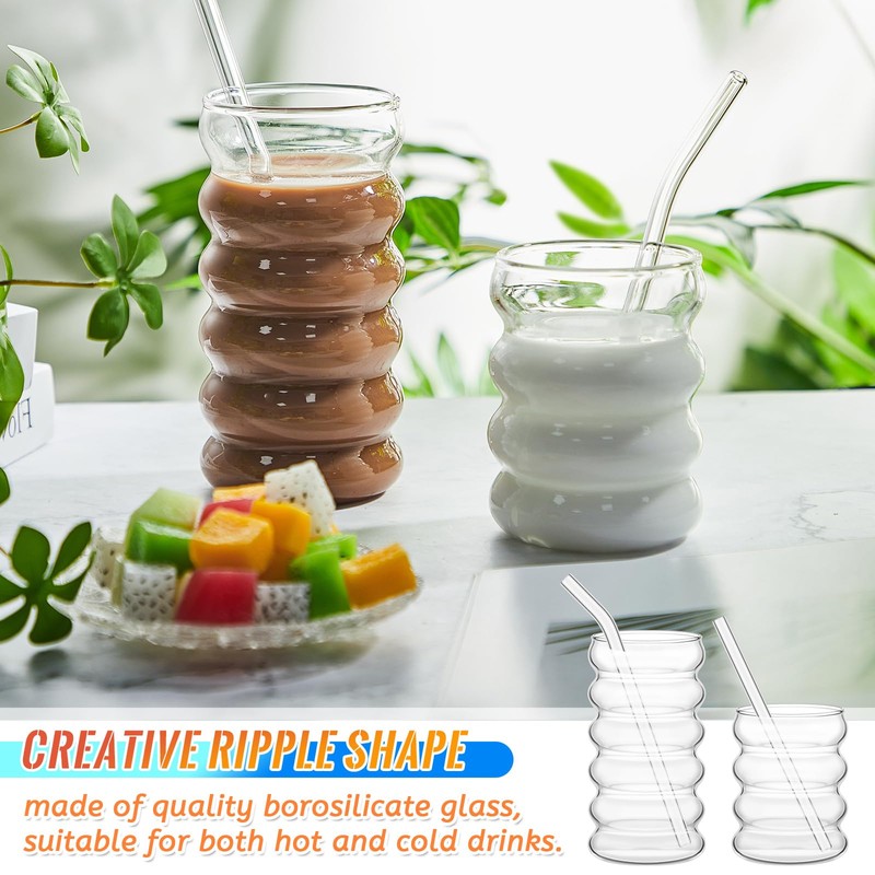 Tessco 4 Pcs Creative Glass Cups Vintage Drinking Glasses Ribbed