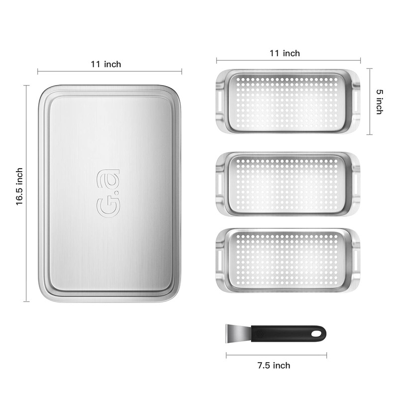 Grill Basket Set - BBQ Grill Tray with 3-Piece Grill