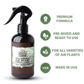 Cute Farms Tillandsia Air Plant Fertilizer | Gentle Weekly Use Formula Plant Food | Formulated Nutrients for Air Plants (Two - 8 oz. Spray Bottle)