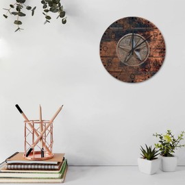 Autravelco Wood Wall Clock Non-Ticking Quartz Battery Operated Texas Lone Star Home Map Custom Wall Clocks Texas Love Cowgirl Cowboy Wall Decor for Washroom Office Above Fireplace 10 Inch