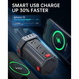 Power Bars with Surge Protector, 9.8 FT Extension Cord Indoor - 3 USB Ports 1 USB C 12 AC Outlet Surge Protector Power Bar, Overload Protection Tower Power Bar for Home Office Accessories