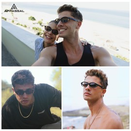 Appassal Retro 90s Oval Sunglasses for Women Men Y2K Slim Design Cateye Shades Trendy Sunnies AP3671 Black/Brown