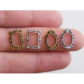 3D Frame Vintage Nail Decal Retro Nail Hollow Frames Floral Painting Photo Frame Nail Art Metallic Studs Charms 5D Nail Supply (20 PCS)