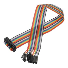 MECCANIXITY 1 Pcs IDC Rainbow Wire Flat Ribbon Cable FC-Female to 20P 11.8 Inch Length 2.54mm Pitch Breadboard Jumper Wires for Electronic Projects