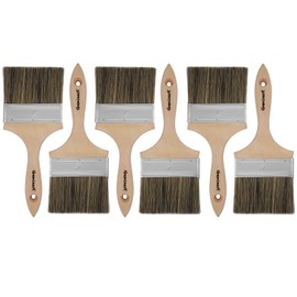 Brocha de pintura de doble grosor, paquete de 6, pinceles de manchas de 4 pulgadas para pintar paredes y manchas de cerca, mango de madera para barniz, pasta y gesso