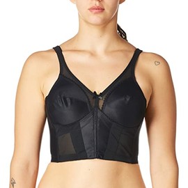 Carnival Women's Full Figure 3/4 Longline Camisole Strap Soft Cup Wire Free Bra, Black