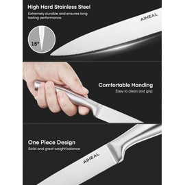 Aiheal Steak Knives Set of 8 with Clear Acrylic Stand, 4.5 Inch Stainless Steel Steak Knife Set, Sharp Micro-Serrated Steak Knives, Easy to Store