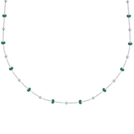 LES POULETTES BIJOUX - Sterling Silver Necklace Enamel Beads and Silver Beads, enamel, Pearl