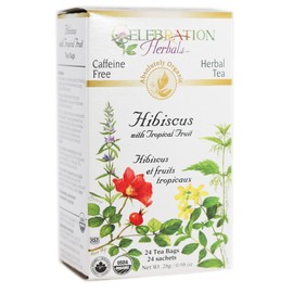 Celebration Herbals Organic Hibiscus with Tropical Fruit Tea Caffeine Free -- 24 Tea Bags 28g