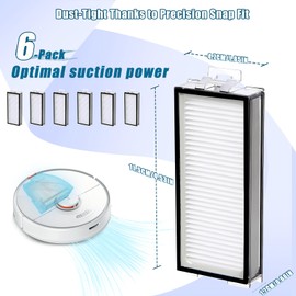 Paquete de 6 filtros HEPA lavables compatibles con Roborock Q7 Max, Q7 Max+, Q8 Max, Q8 Max+, Q5 Pro, Q5 Pro +, Q5 Max+, Q5 DuoRoller+, T8 Robot Aspirador, piezas de filtro de repuesto