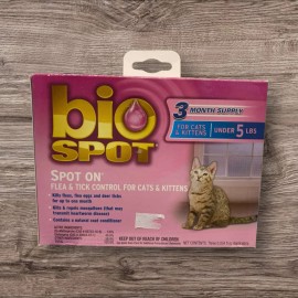 Bio Spot Flea & Tick Drop for Cats Under 5 lbs 1 Box of 3 month BRAND NEW