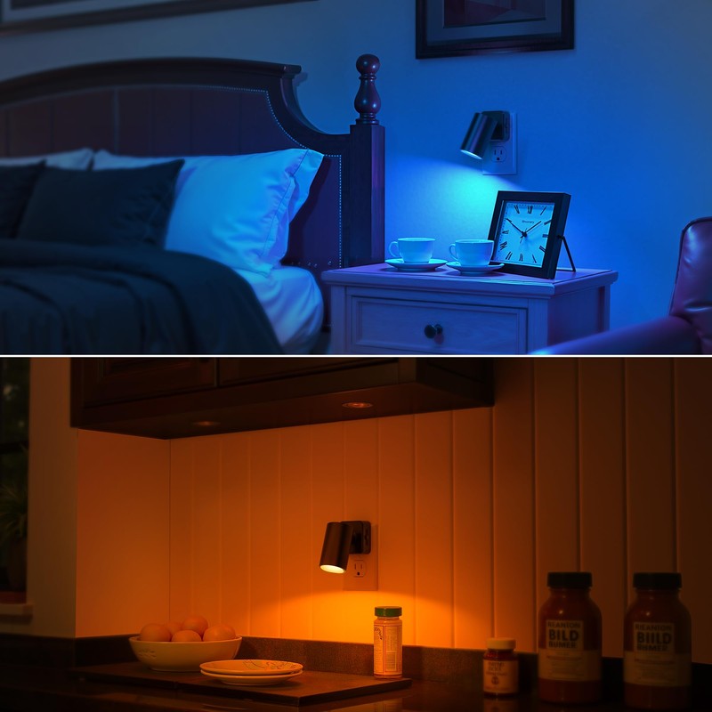 Night Lights Plug into Wall, 320° Rotation Night Light, RGB