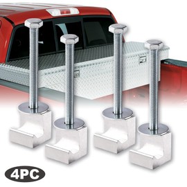 CHEDA Rail Mounting Clamp, Compatible with Tool Box Mount J Hook Toolbox Pickup Tiedown, Silver 4PCS Set