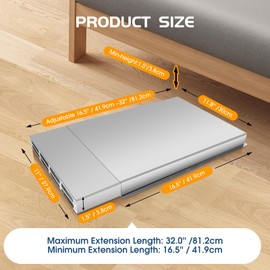 SHUUNDI Air Vent Extender for Under Furniture,Heavy-Duty 1.0mm Aluminum Alloy Floor Vent Deflector, Up to 11.8" Wide, Extends from 16.5"- 32", High Temp Resistance 570°F, Non-Flammable & No Odor