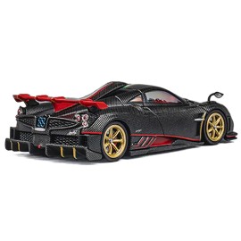 DCD Pagani Imola Black Carbon with Italian Flag Stripes with Extra Wheels 1/64 Diecast Model Car by CM Model