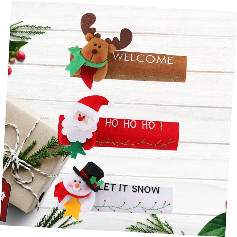 CORHAD Santa Snowman Elk Christmas Decor 3 Pieces Fabric Refrigerator
