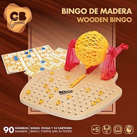 COLORBABY CB Games 49666 - Bingo de Mano de Madera, Juego de Mesa para niños y Adultos, Juego de Bingo, Juegos Familiares, Rojo, Juegos clásicos de