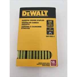 DeWalt 18 GA 5/8" Long 1/4" Narrow Crown Staples 2500 QTY - DNS18063-2
