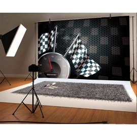 Leyiyi 7x5ft Photography Background Speed Racing Backdrop Happy Birthday Exciting Game Checkered Flag Car Dash Board Heavy Metal Wallpaper Cowboy Baby Shower Photo Portrait Vinyl Studio Video Prop