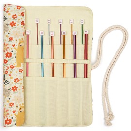 Coopay Tunisian Crochet Hooks Set, 11 Pieces Aluminium Tunisian Crochet Hook with Knitting Needle Roll Bag, 2 mm - 8 mm Colourful Metal Long Crochet Hooks for Beginners Adults, Afghan Crochet Hook Set