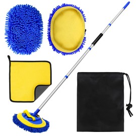COFSODI 62 Inch Detachable Long Handled Car Cleaning Brush, Multifunctional Car Cleaning Kit, Essential Car Cleaning Supplies, Perfect Car Duster Exterior, Doubles As A Tire Brush for Cleaning Tires