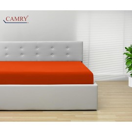 Camry Fitted Sheet Topper 180 x 200 cm Orange Cotton Bed Sheet Jersey Fitted Sheet Oeko-Tex 100