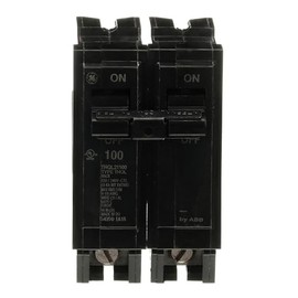 ABB Q-Line THQL21100 100A Double Pole Circuit Breaker • 100 Amp Double Pole 120/240 VAC Breaker • 2-Pole Standard Circuit Breaker • Electrical Safety Switch • Plug-in Mount Type