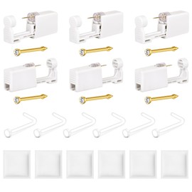 QWALIT Disposable Nose Piercing Kit Gold Nose Ring Piercing Gun Self Nostril Piercings Kit with Rings Studs Nostril Piercings Gun Kits at Home Piercer Tool with Clear Retainers