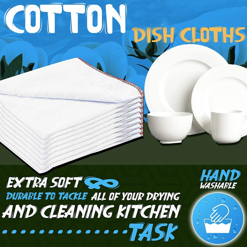 Towelogy® Pack Of 3 White Cotton Dish Cloths Extra Large