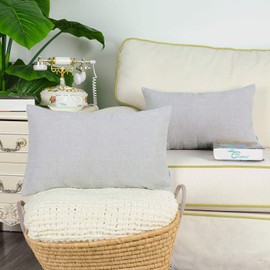 CaliTime Pack of 2 Cozy Pillow Covers Cases for Couch Sofa Home Decoration Solid Dyed Soft Chenille 12 X 20 Inches Moonbeam Gray