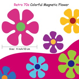 Car Flower Magnet Funny Magnetic Decals Decorations Cute Fridge Magnets 60s Flower Cutout Magnet for Car Home Door Whiteboard Refrigerator (16 Pieces,3.9 x 3.9 Inch)