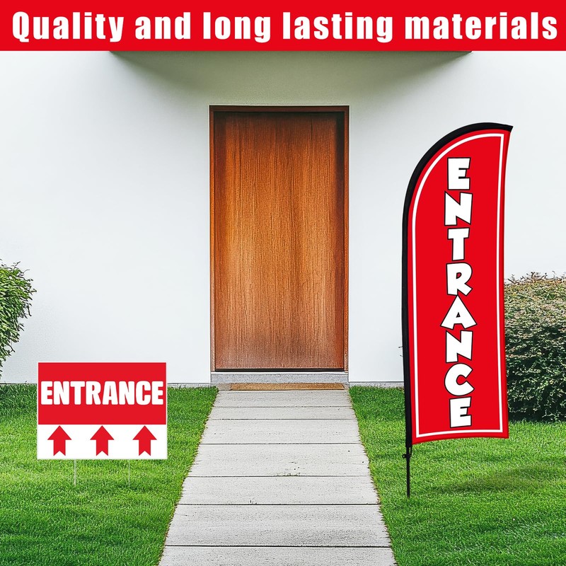Buryeah Entrance Banner Sign Kit with Enter Here Yard Sign