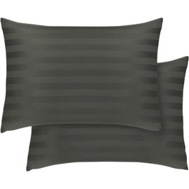 Hafaa Pillow cases 2 Pack – Olive Green Stripe Pillow Cases Standard Size Pillow Protectors with Envelope Closure Soft & Comfortable Bed Pillows Cover