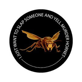 Murder Hornet I just Want to Slap Someone and Yell Murder Hornet, Funny, Humorous, Joke, I Make Decals®, 2.8 inch Circle, Hard Hat, Phone, Tool, Lunch, Box, Vinyl, Decal, Sticker