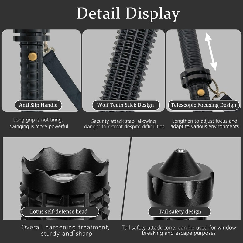 90000LM Baseball Bat LED Flashlights Waterproof Powerful Aluminium for Emergency